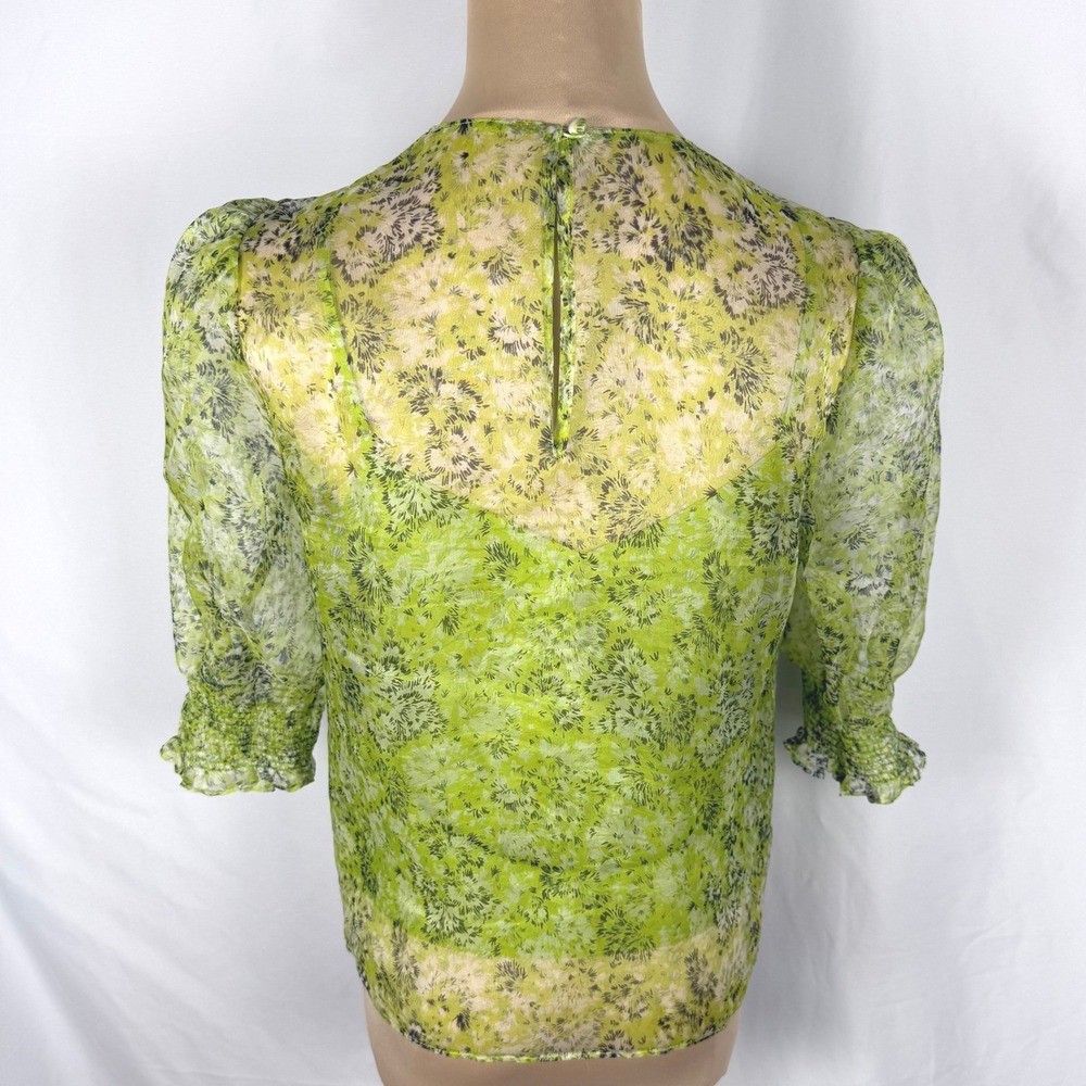 Cinq à Sept "Katerina" Dandelion Silk Organza Blouse & Camisole Set - Sz XS EUC - Picture 4 of 9